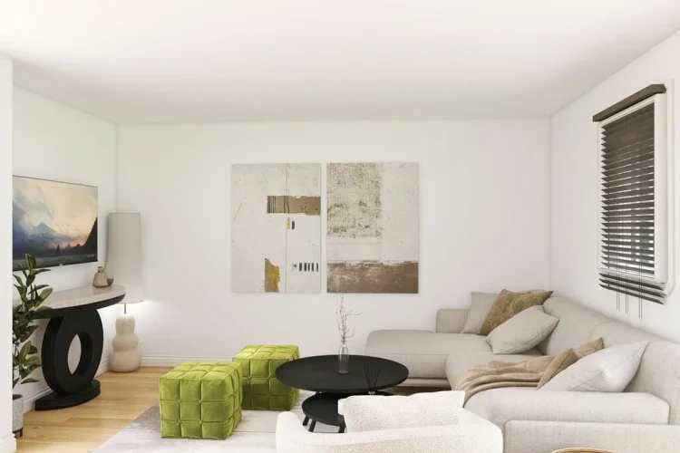 Minimalist home with window blind