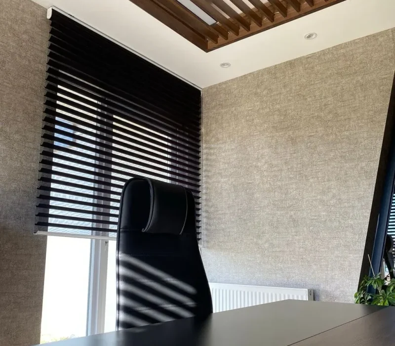 Office space with window blind